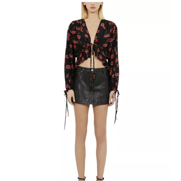 The Kooples - Cherry Print Black Blouse, Size 1 (US Size S) - Picture 3 of 3